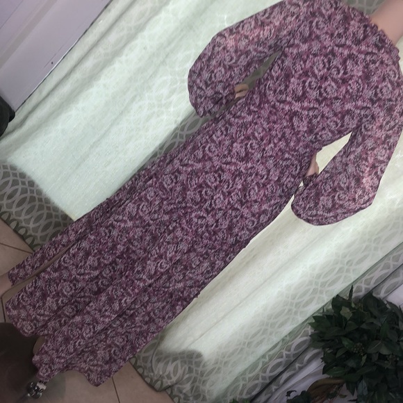 LONG SLEEVE FLORAL SIDE SLIT MAXI DRESS - Picture 8 of 8